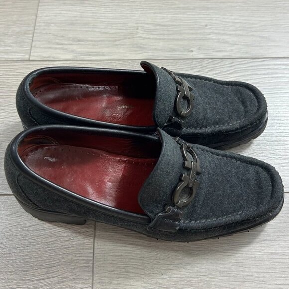 Salvatore Ferragamo Sport Horsebit logo Gray Fabric Loafers Preppy - Picture 2 of 16